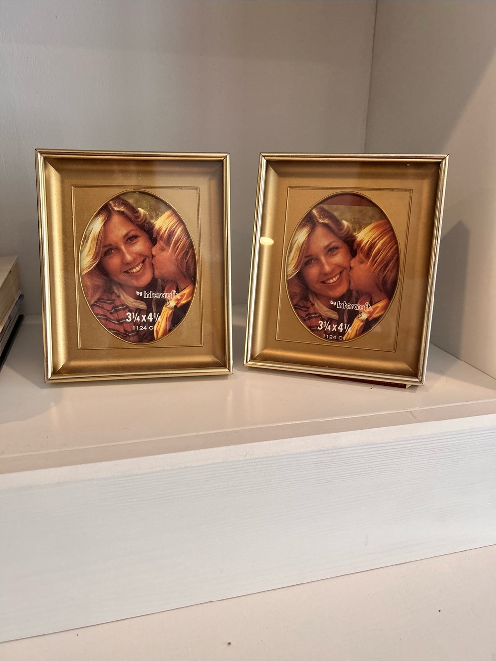 Pair of Vintage Gold Metal Oval-Opening Photo Frames